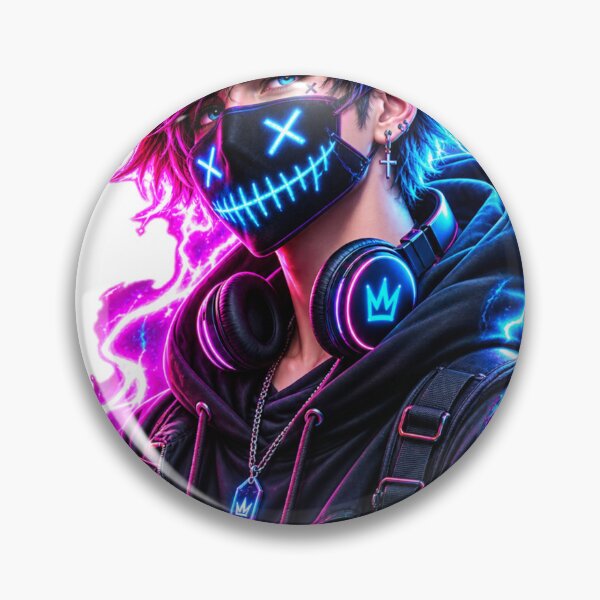 Item preview, Neon Cyberpunk Masked Boy – Anime Streetwear Gamer 3D Art designed and sold by Spiking11.
