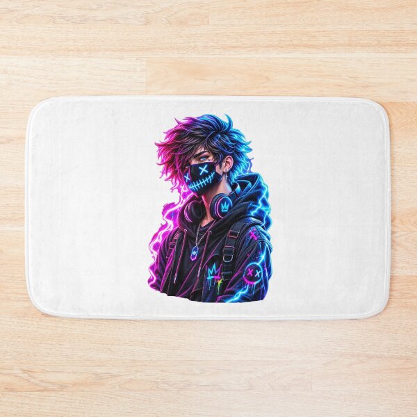 Item preview, Neon Cyberpunk Masked Boy – Anime Streetwear Gamer 3D Art designed and sold by Spiking11.