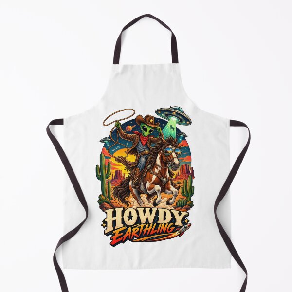 Item preview, Howdy Earthling Alien Cowboy Riding Horse Retro Sci-Fi Western designed and sold by suthee navakul.