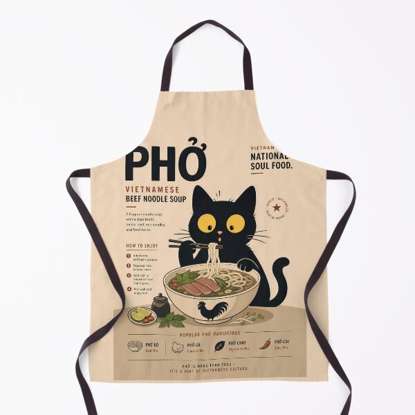 Item preview, Black Cat Eating Pho - Vietnamese Noodle Soup Funny Infographic designed and sold by PurrfectHome.
