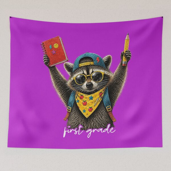 Item preview, First Grade Boys Girls Kids Raccoon Back to School First Day designed and sold by melodycook.