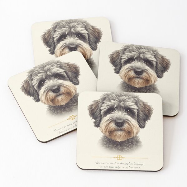 Item preview, "Schnoodle Dog Portrait Love Quote Print" designed and sold by WaggingTailsCo.