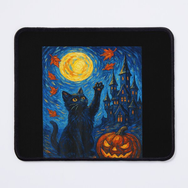 Item preview, Van Gogh Starry Night Black Cat Halloween Pumpkins designed and sold by LouisaOReilly.