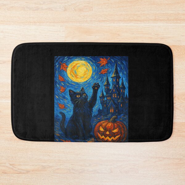 Item preview, Van Gogh Starry Night Black Cat Halloween Pumpkins designed and sold by LouisaOReilly.