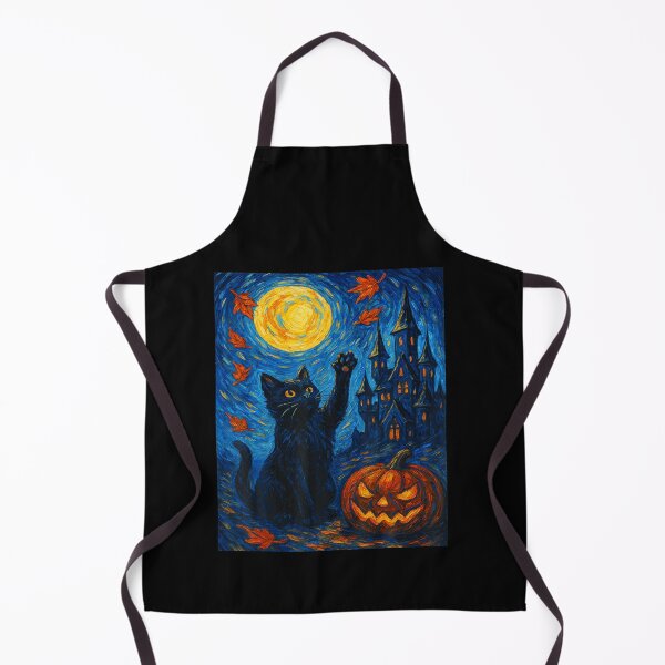 Item preview, Van Gogh Starry Night Black Cat Halloween Pumpkins designed and sold by LouisaOReilly.