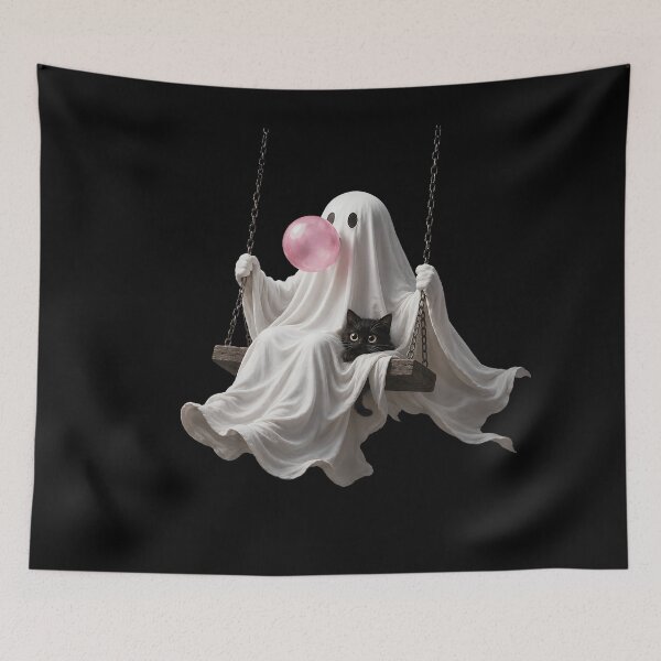 Item preview, Ghost Cat Spooky Black Cat Funny Halloween Meme designed and sold by stershopepie.
