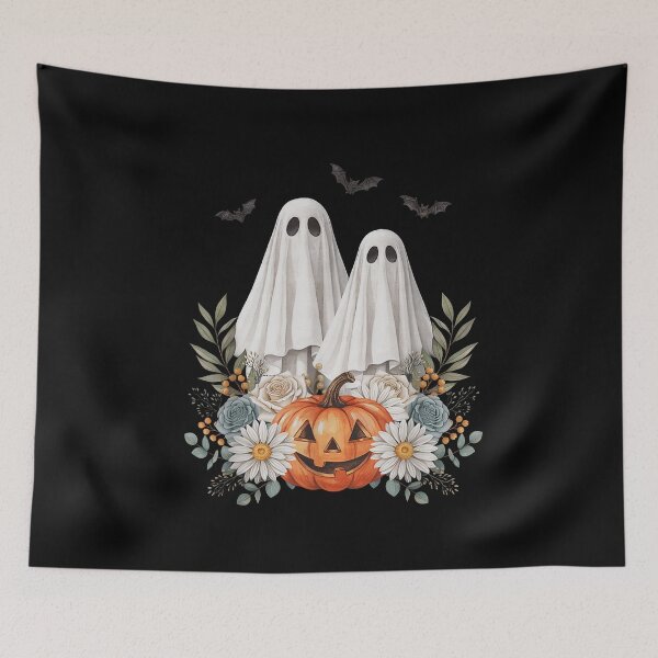 Item preview, Floral Ghost Couple Pumpkin Cottagecore Halloween designed and sold by VioletNance.