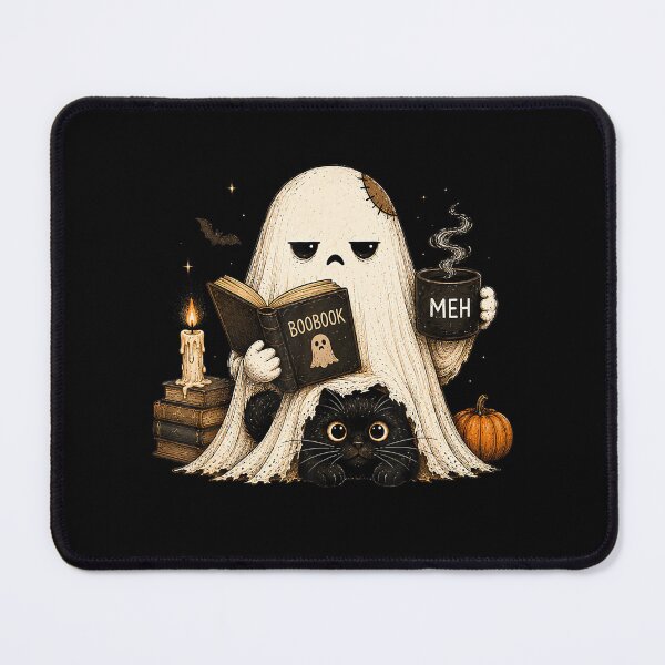 Item preview, Meh Ghost Cat Spooky Black Cat Halloween Coffee designed and sold by LouisaOReilly.