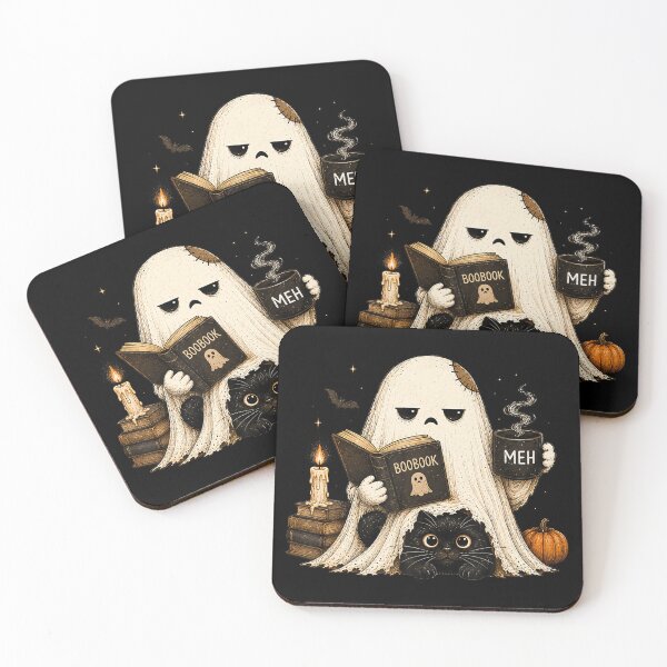 Item preview, Meh Ghost Cat Spooky Black Cat Halloween Coffee designed and sold by LouisaOReilly.