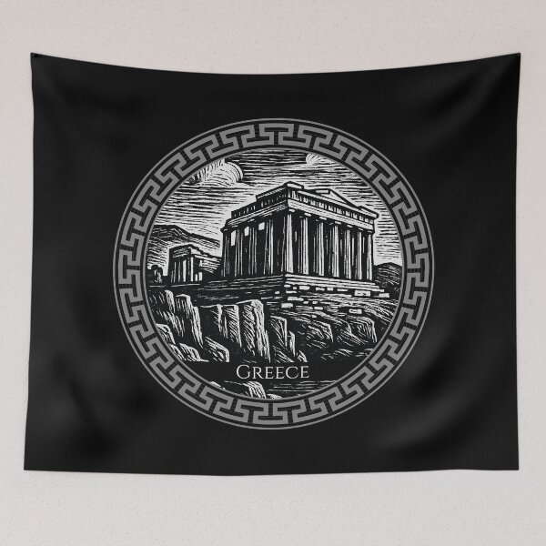 Item preview, Greece Vintage Woodcut Art designed and sold by Thistle-TShop.