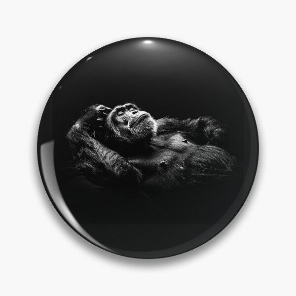 Item preview, Relaxing Chimpanzee Black and White Primate Portrait Wildlife Art Design designed and sold by inkoutninja.