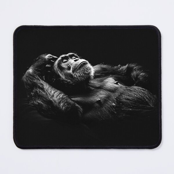 Item preview, Relaxing Chimpanzee Black and White Primate Portrait Wildlife Art Design designed and sold by inkoutninja.