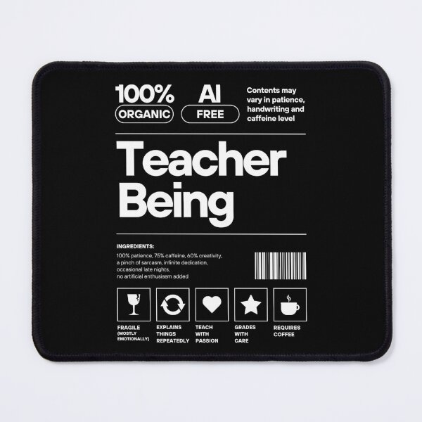 Item preview, Teacher Being Product Label – Funny White on Black Teacher Sticker, Mug, Tumbler Design designed and sold by Tattyarts.