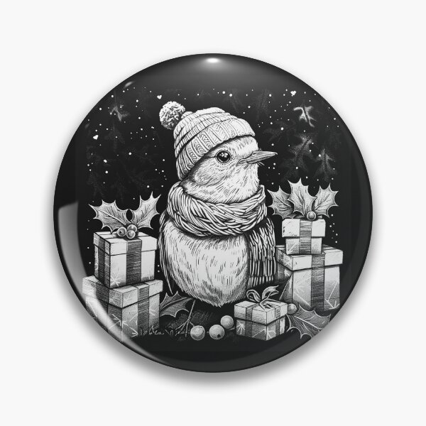 Item preview, Cute Christmas Bird in Winter Hat and Scarf with Gifts Holiday Art Design designed and sold by inkoutninja.