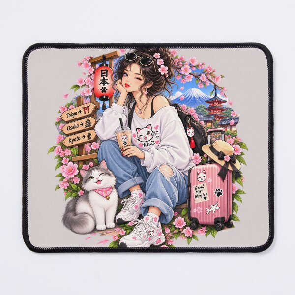 Item preview, Japan Travel Cat Girl – Sakura Tokyo Osaka Kyoto Adventure designed and sold by Ghostwave Atelier.