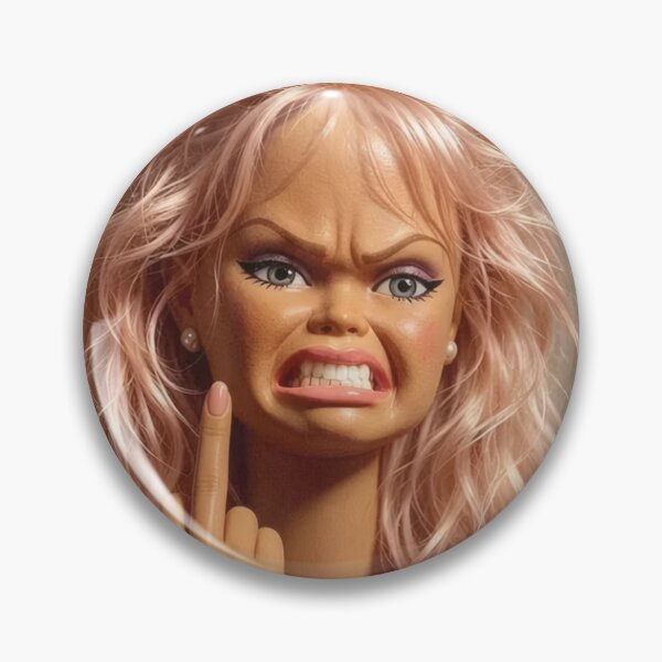 Item preview, Disgusted Blonde Doll Snarl Flipping The Bird Funny Meme designed and sold by Devilians92.