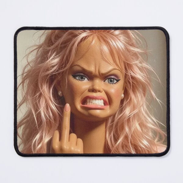 Item preview, Disgusted Blonde Doll Snarl Flipping The Bird Funny Meme designed and sold by Devilians92.