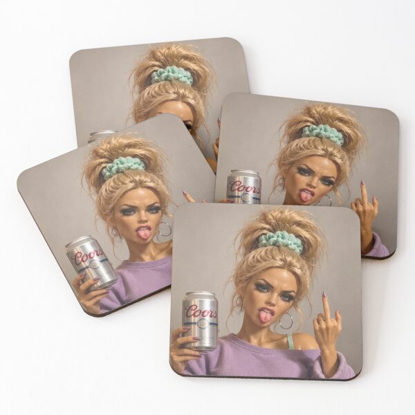 Item preview, Sassy Messy Bun Doll Beer Middle Finger Tongue Out Meme designed and sold by Devilians92.