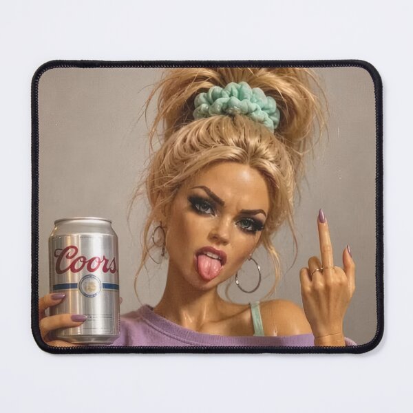 Item preview, Sassy Messy Bun Doll Beer Middle Finger Tongue Out Meme designed and sold by Devilians92.