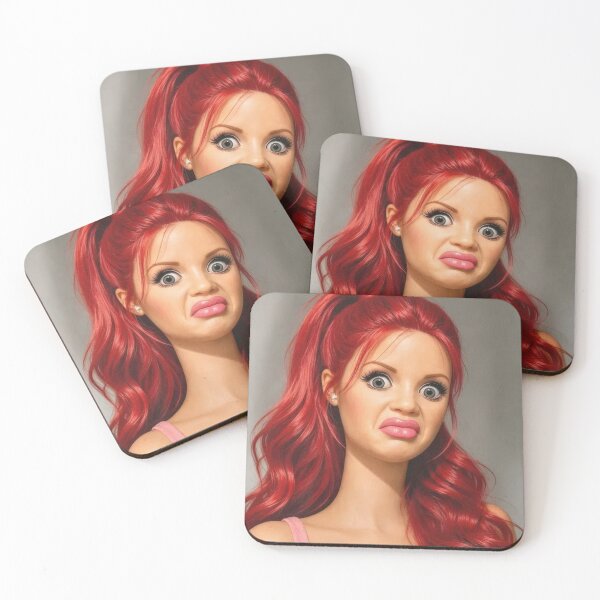 Item preview, Shocked Red Hair Doll Cringe Face Funny Reaction Meme designed and sold by Devilians92.