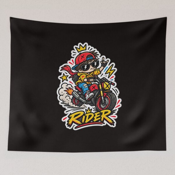 Item preview, Rider doodle sticker- Savage cartoon Bike Boy designed and sold by PearlPathFinds.