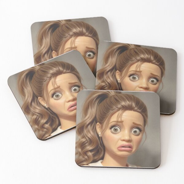 Item preview, Shocked Brunette Doll High Ponytail Cringe Face Funny Meme designed and sold by Devilians92.