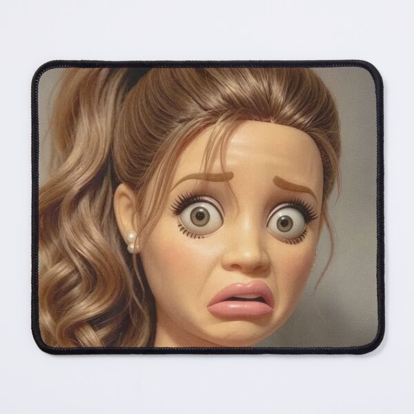 Item preview, Shocked Brunette Doll High Ponytail Cringe Face Funny Meme designed and sold by Devilians92.