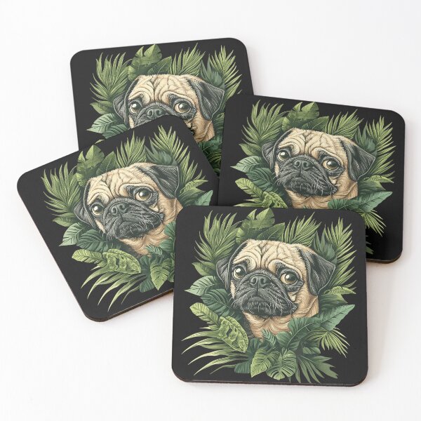 Item preview, Pug Dog Pet Lover Tropical Jungle Leaves designed and sold by BrockmeyeSB.