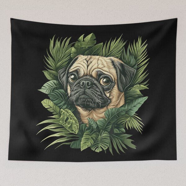 Item preview, Pug Dog Pet Lover Tropical Jungle Leaves designed and sold by BrockmeyeSB.
