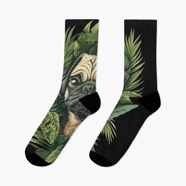 Item preview, Pug Dog Pet Lover Tropical Jungle Leaves designed and sold by BrockmeyeSB.