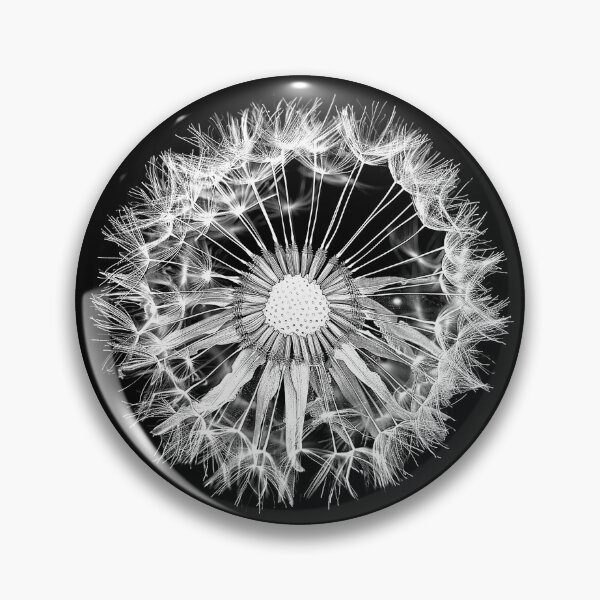 Item preview, Dandelion Seed Head Black and White Macro Botanical Nature Art Design designed and sold by inkoutninja.
