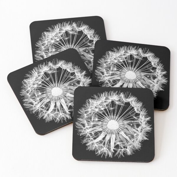 Item preview, Dandelion Seed Head Black and White Macro Botanical Nature Art Design designed and sold by inkoutninja.