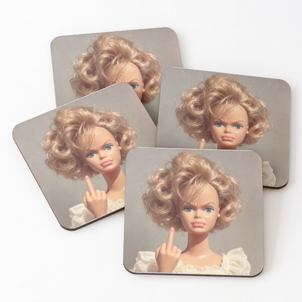 Item preview, Retro Curly Blonde Doll Flipping The Bird Cringe Meme designed and sold by Devilians92.