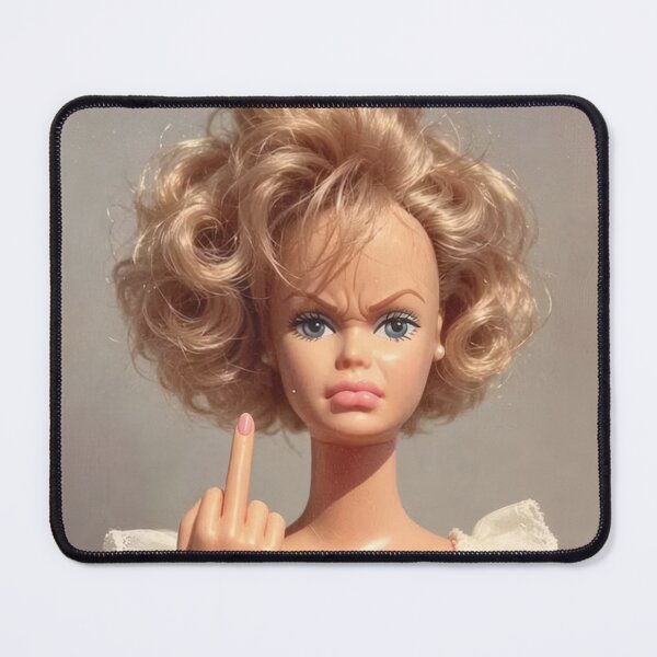 Item preview, Retro Curly Blonde Doll Flipping The Bird Cringe Meme designed and sold by Devilians92.