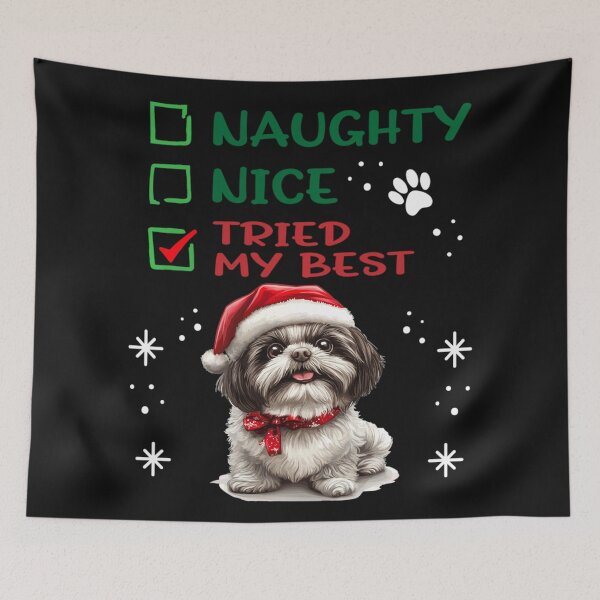 Item preview, Naughty Nice Tried My Best Christmas Shih Tzu Dog Owner designed and sold by BrockmeyeSB.