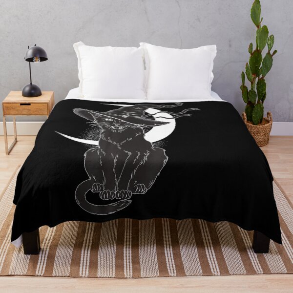 Item preview, Vintage Scary Halloween Black Cat Witch Moon designed and sold by HaytamShop.