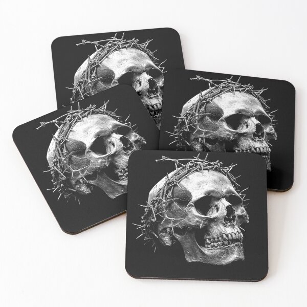 Item preview, Thorn Crown Skull Gothic Memento Mori Black and White Dark Art Design designed and sold by inkoutninja.