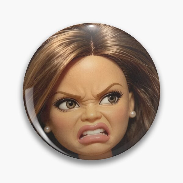 Item preview, Disgusted Brunette Doll Snarl Big Hair Cringe Reaction Meme designed and sold by Devilians92.