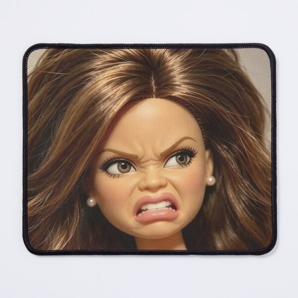 Item preview, Disgusted Brunette Doll Snarl Big Hair Cringe Reaction Meme designed and sold by Devilians92.
