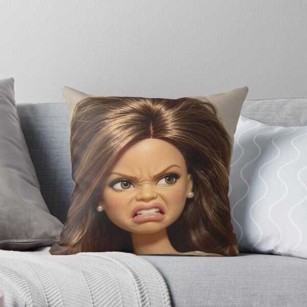 Item preview, Disgusted Brunette Doll Snarl Big Hair Cringe Reaction Meme designed and sold by Devilians92.