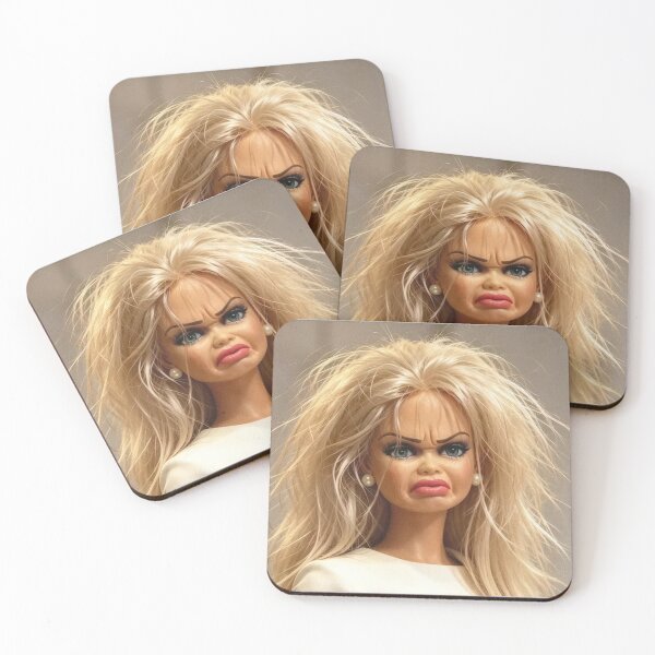 Item preview, Funny Chaotic Bedhead Blonde Doll Pearl Earrings Cringe Meme designed and sold by Devilians92.