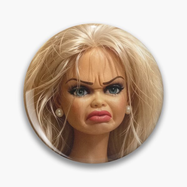Item preview, Funny Chaotic Bedhead Blonde Doll Pearl Earrings Cringe Meme designed and sold by Devilians92.