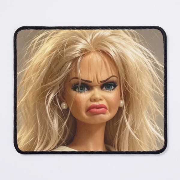 Item preview, Funny Chaotic Bedhead Blonde Doll Pearl Earrings Cringe Meme designed and sold by Devilians92.
