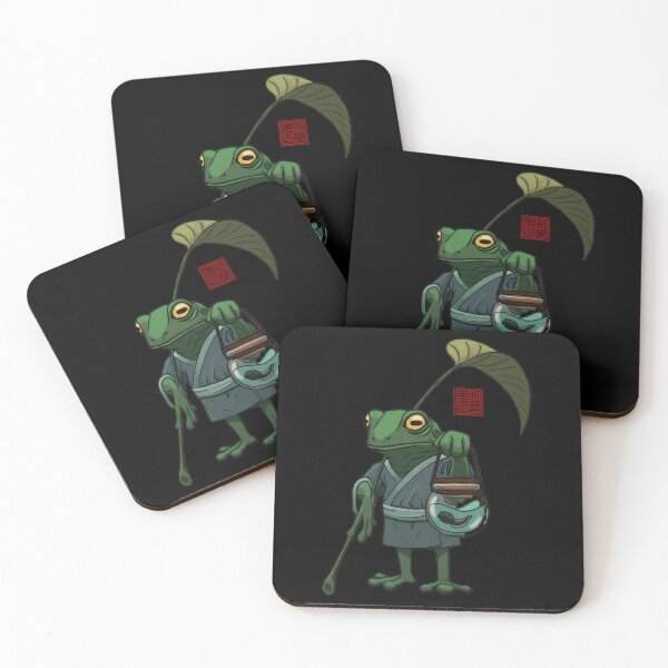 Item preview, Standing Frog Holding Leaf Staff And Carrying Tadpole In Glass Jar designed and sold by Type-Design.