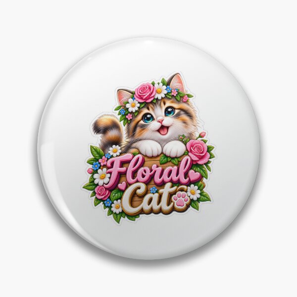 Item preview, Floral Cat Cute Flower Cat 3D designed and sold by MR4me.