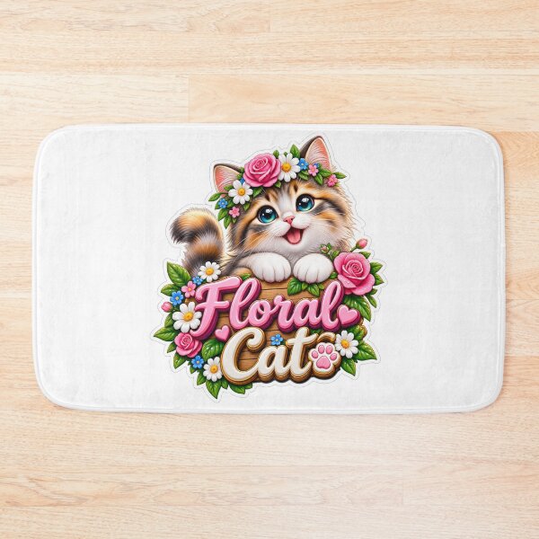 Item preview, Floral Cat Cute Flower Cat 3D designed and sold by MR4me.