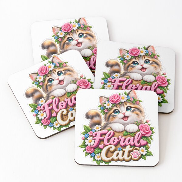 Item preview, Floral Cat Cute Flower Cat 3D designed and sold by MR4me.