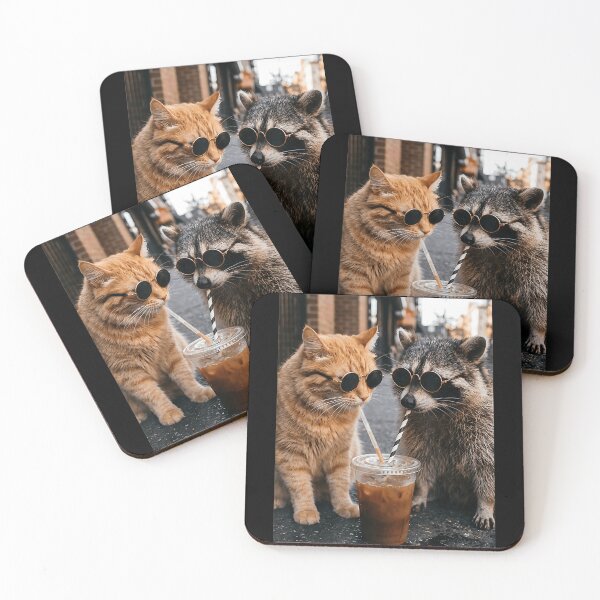 Item preview, Cat Raccoon Friendship Sunglasses Coffee designed and sold by CharlieConon.