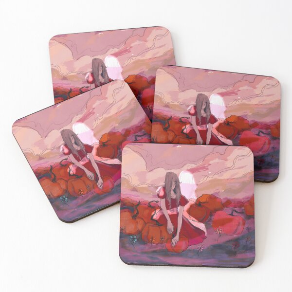 Item preview, Surreal Pumpkin Field Art with a Girl in Red Dress designed and sold by Catsi-Nook-Art.