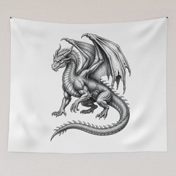 Item preview, Majestic Winged Dragon Fantasy Illustration designed and sold by DragonSerpent Ink.